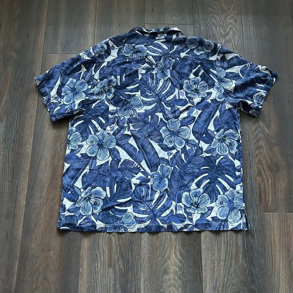 Michigan Wolverines Tommy Bahama 100% Silk Hawaiian Shirt Mens XXL Blue U of M